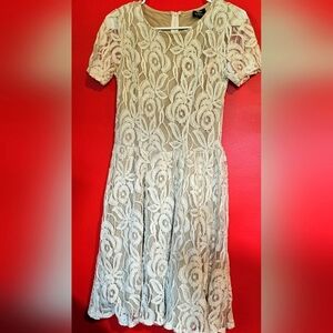 Elegant Cream And White Lace Dress